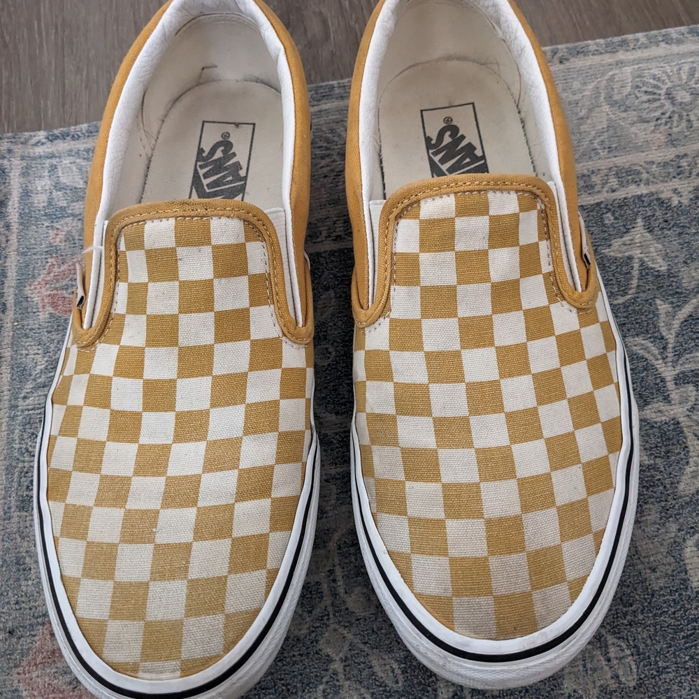 Vans Unisex Yellow and White Checkerboard Sneakers